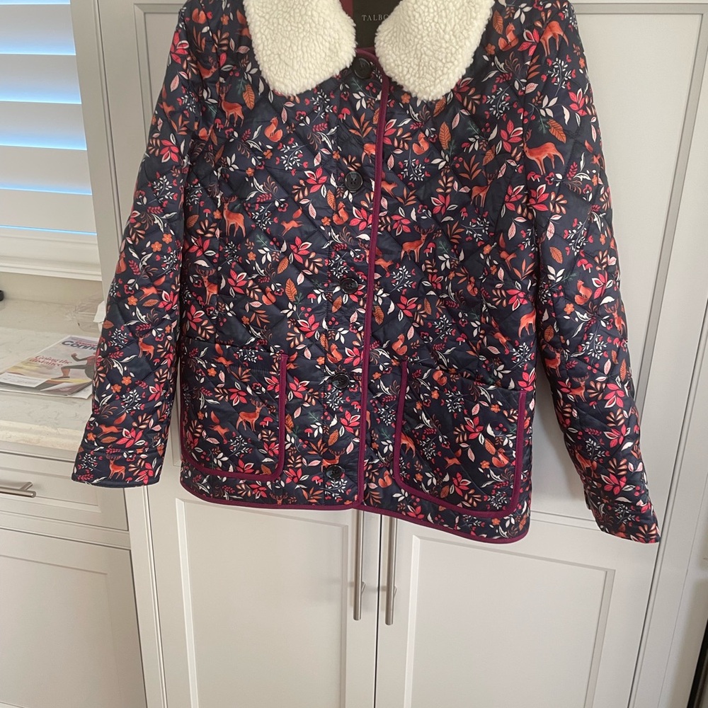 Talbots quilted bomber jacket, Woodland ditsy size small NWt SRP $ 229